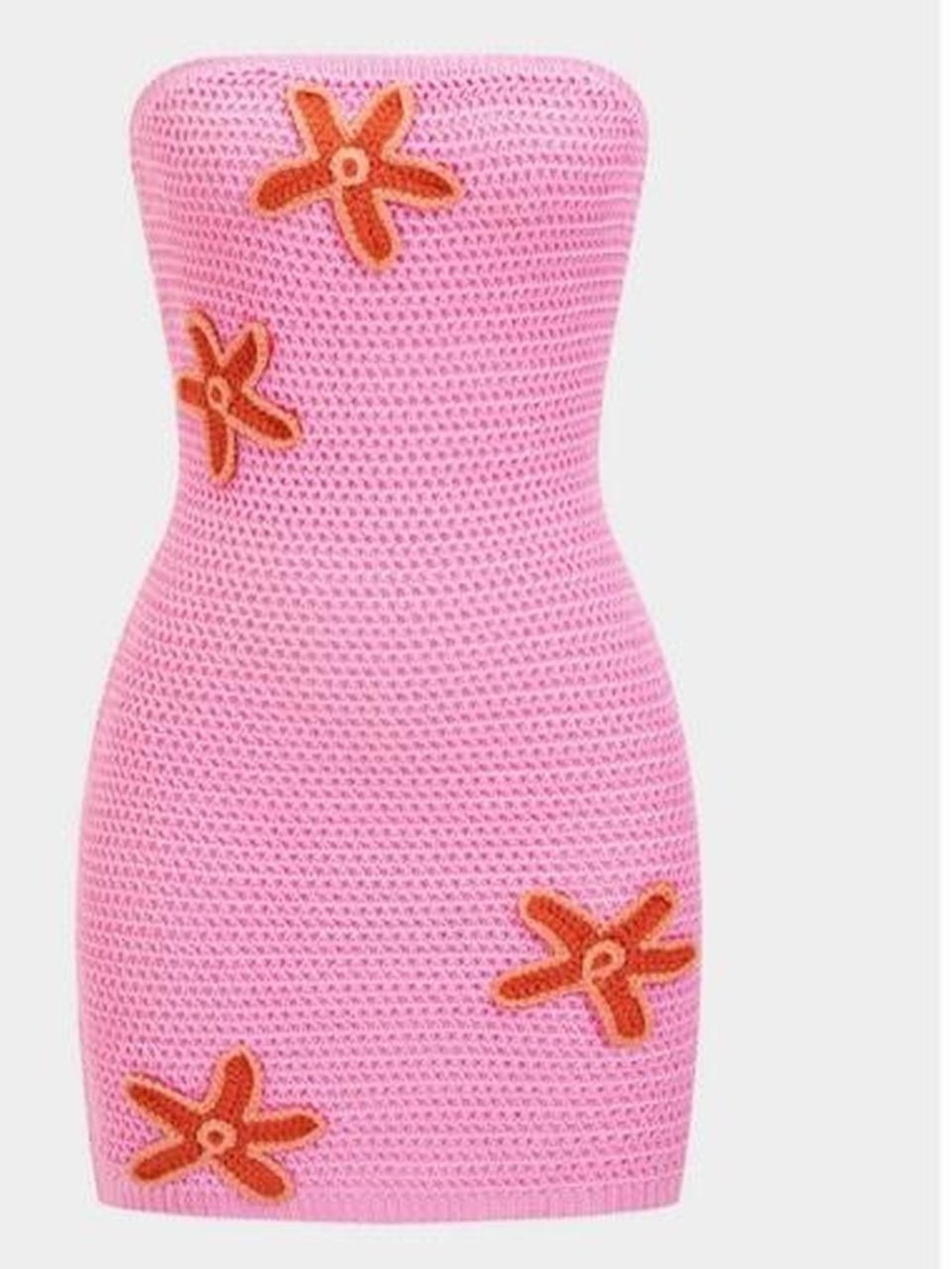 Micas pink knit strapless mini dress